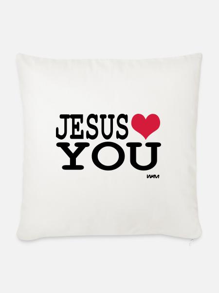 jesus loves you - Sofakissenbezug 45 x 45 cm - Naturweiß 