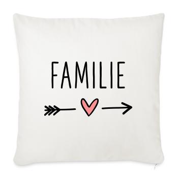 Familie Herz Pfeil Liebe Amor Zusammenhalt - Sofakissenbezug 45 x 45 cm - Naturweiß  - Vorne
