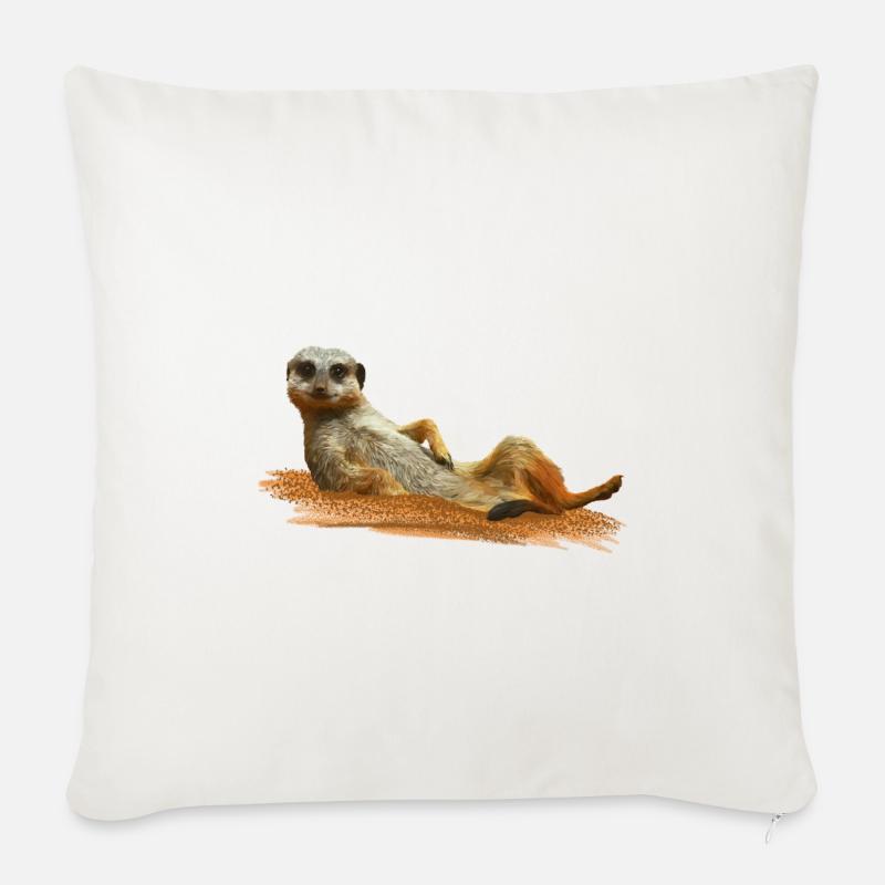 Erdmännchen - Sofakissenbezug 45 x 45 cm - Naturweiß