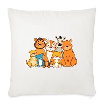 Playful Animal Family Comic Design - Sofa pillowcase 17,3'' x 17,3'' (45 x 45 cm) - natural white - Front