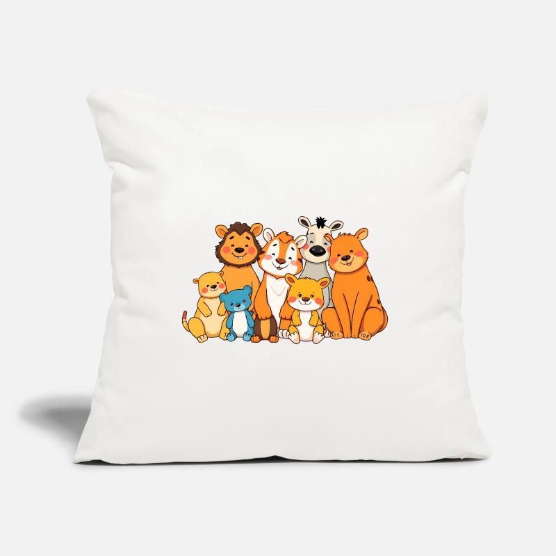 Verspielte Tierfamilie Comic Design Sofakissenbezug 45 x 45 cm