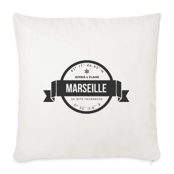Marseille Apéro Plage Coordonnées - Housse de coussin décorative 45 x 45 cm - blanc nature - Devant