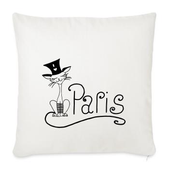 Chat paris - Housse de coussin décorative 45 x 45 cm - blanc nature - Devant