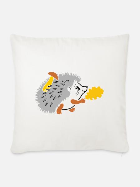 Igel auf einem Spaziergang - Sofakissenbezug 45 x 45 cm - Naturweiß