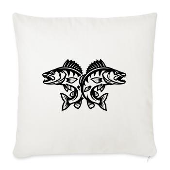 Hecht Fisch - Sofakissenbezug 45 x 45 cm - Naturweiß  - Vorne