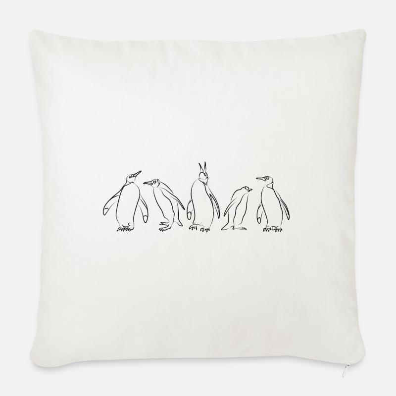 Pinguin Groupies - Sofakissenbezug 45 x 45 cm - Naturweiß 