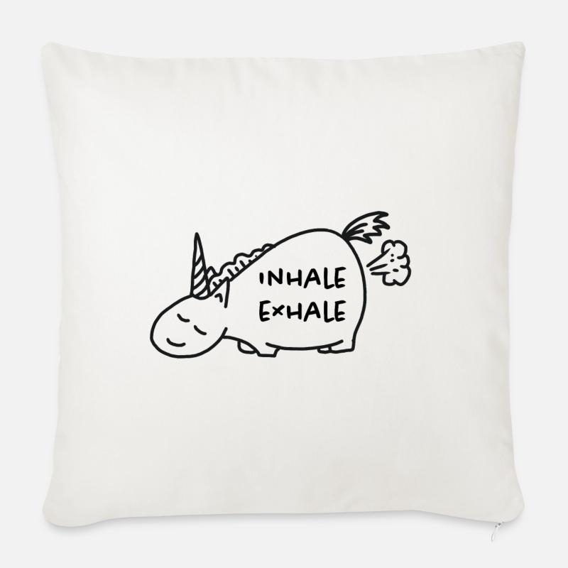 Einhorn - Inhale Exhale - Sofakissenbezug 45 x 45 cm - Naturweiß 