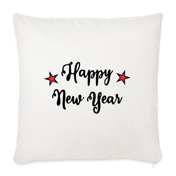 HAPPY NEW YEAR. NEW YEAR'S EVE. NEW YEAR - Sofa pillowcase 17,3'' x 17,3'' (45 x 45 cm) - natural white - Front