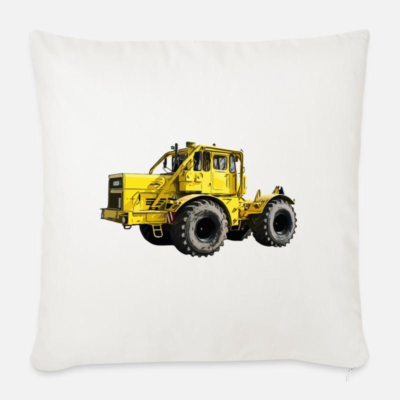 Gelbe Kraftmaschine K700 Traktor - Sofakissenbezug 45 x 45 cm - Naturweiß 
