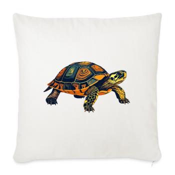 Motif du portrait de la tortue - Housse de coussin décorative 45 x 45 cm - blanc nature - Devant