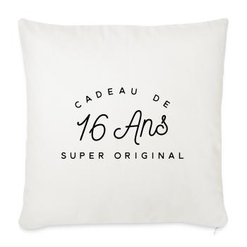 Cadeau 16 ans  - Housse de coussin décorative 45 x 45 cm - blanc nature - Devant