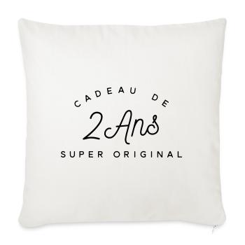 Cadeau 2 ans  - Housse de coussin décorative 45 x 45 cm - blanc nature - Devant
