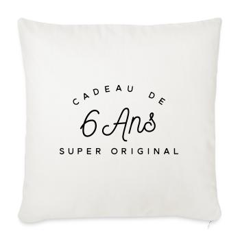 Cadeau 6 ans  - Housse de coussin décorative 45 x 45 cm - blanc nature - Devant