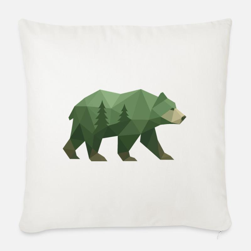 Ours géométrique - Housse de coussin décorative 45 x 45 cm - blanc nature