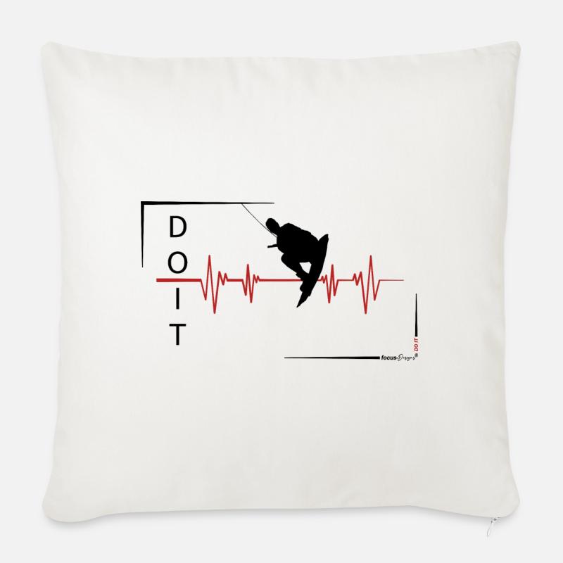 Pulse de wakeboarder - Housse de coussin décorative 45 x 45 cm - blanc nature