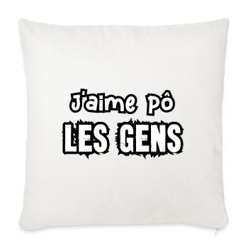 j'aime pô les gens - Housse de coussin décorative 45 x 45 cm - blanc nature - Devant