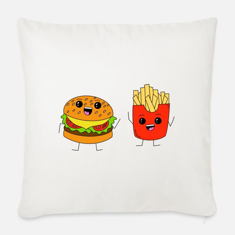 Burger & Fries - Sofakissenbezug 45 x 45 cm - Naturweiß 