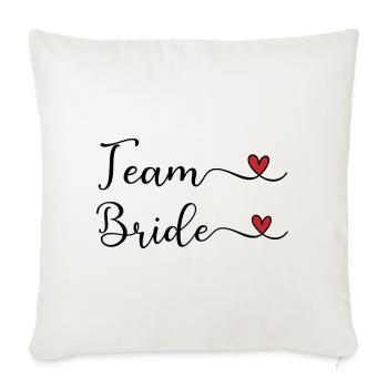 Team Bride mignonne typographie manuscrite avec un cœur - Housse de coussin décorative 45 x 45 cm - blanc nature - Devant