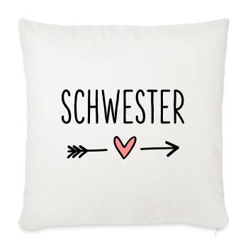 Schwester Herz Pfeil Liebe Freundin Geschenk - Sofakissenbezug 45 x 45 cm - Naturweiß  - Vorne