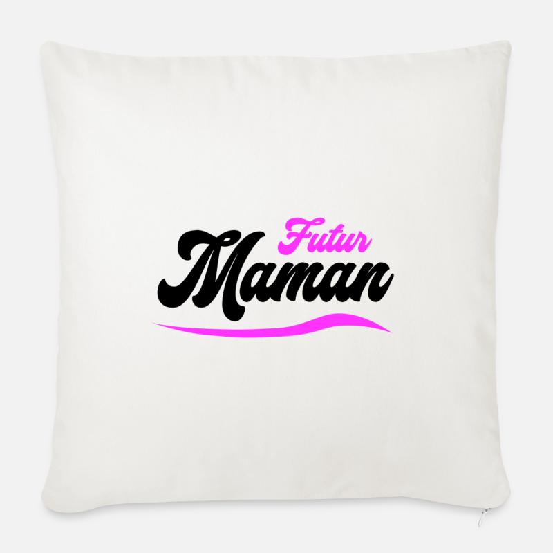 Futur Maman Script - Housse de coussin décorative 45 x 45 cm - blanc nature