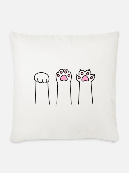 Stein Papier Schere Katze Pfote Spiel Katzenpfoten - Sofakissenbezug 45 x 45 cm - Naturweiß 