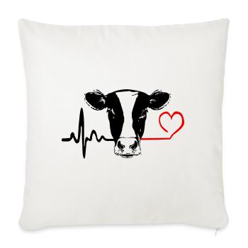 Battement de cœur de l’amour de vache - Housse de coussin décorative 45 x 45 cm - blanc nature - Devant