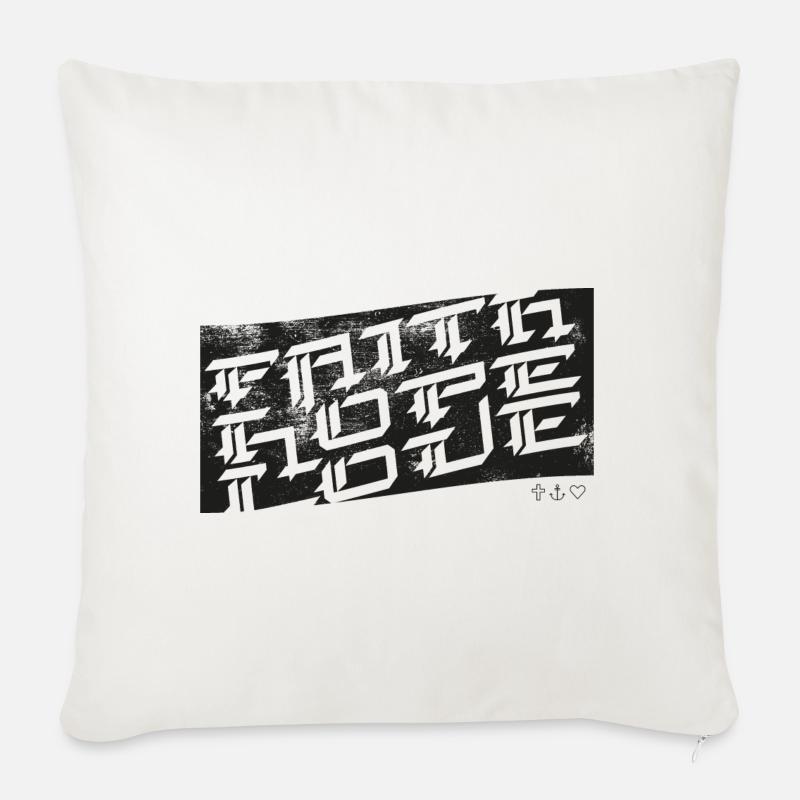 Foi Espérance Amour - Housse de coussin décorative 45 x 45 cm - blanc nature