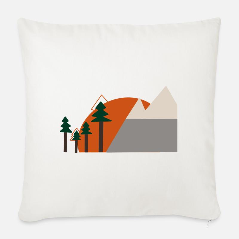 Silhouette Tannen & Berge - Sofakissenbezug 45 x 45 cm - Naturweiß 