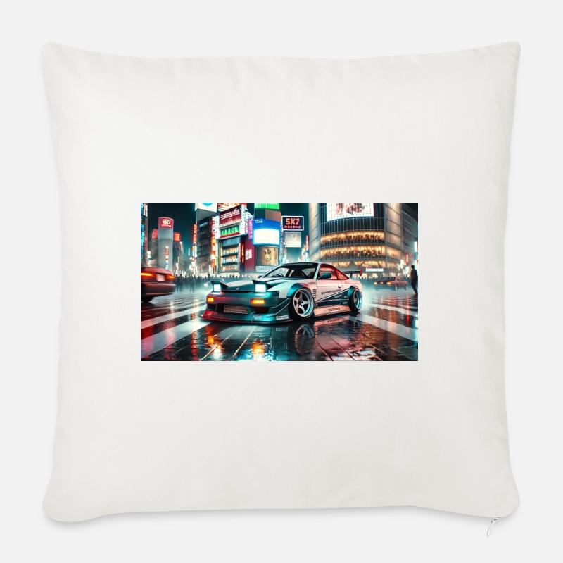 Driftauto - Sofakissenbezug 45 x 45 cm - Naturweiß 
