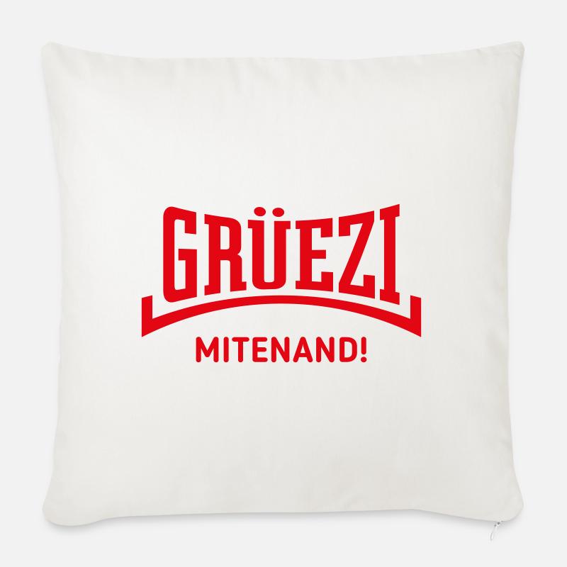 Grüezi Mitenand! (Schweiz / Konkav / Red) - Sofakissenbezug 45 x 45 cm - Naturweiß 