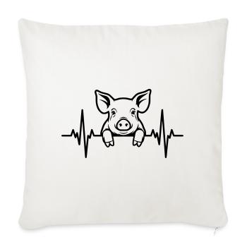 Pig Heartbeat – Sweet Piglet - Sofa pillowcase 17,3'' x 17,3'' (45 x 45 cm) - natural white - Front
