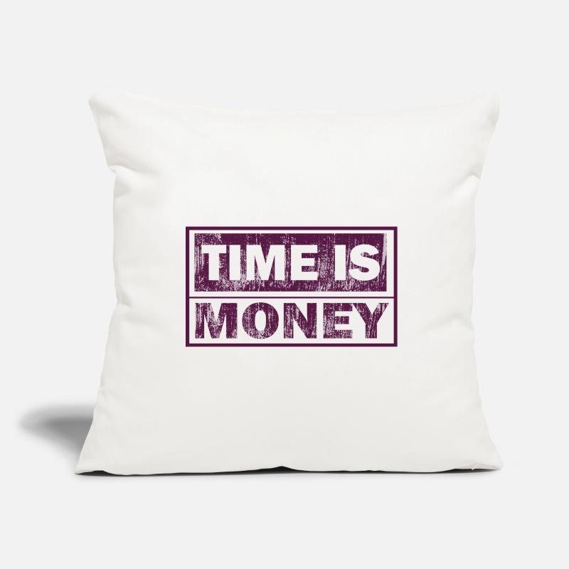 Le temps, c’est de l’argent – impression de texte graphique Housse de coussin décorative 45 x 45 cm