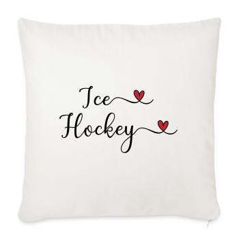 Eishockey Schriftzug mit Herz - Sofakissenbezug 45 x 45 cm - Naturweiß  - Vorne