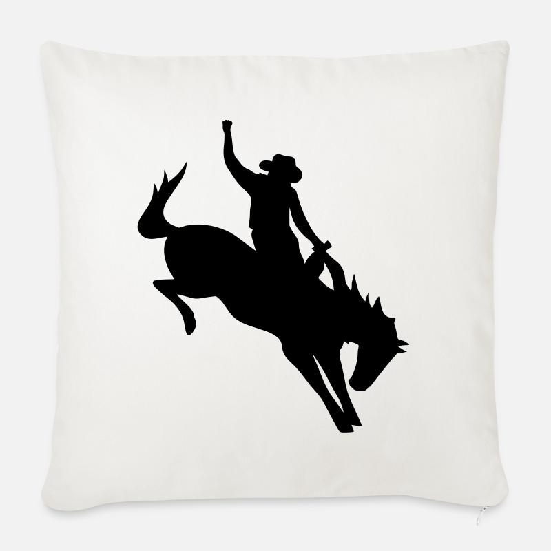 Cowboy beim Rodeo - Sofakissenbezug 45 x 45 cm - Naturweiß 