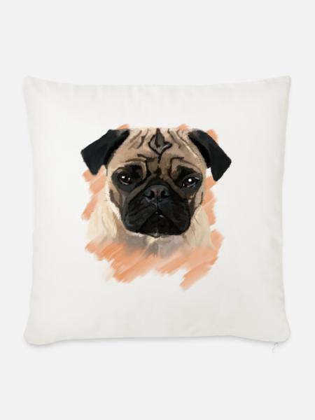 Mops - Sofakissenbezug 45 x 45 cm - Naturweiß