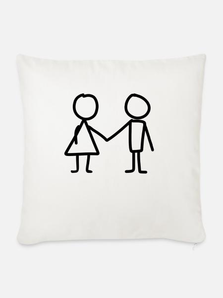 Liebespaar Liebe - Sofakissenbezug 45 x 45 cm - Naturweiß 