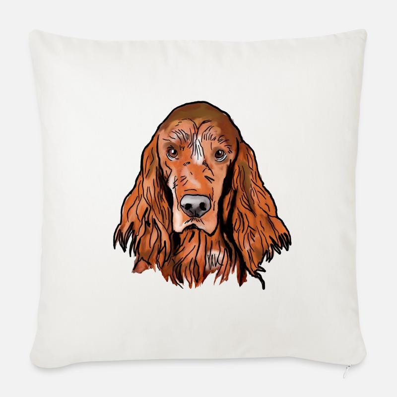 Irish Setter - Sofakissenbezug 45 x 45 cm - Naturweiß 