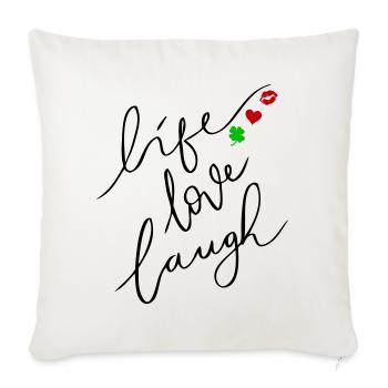 Vivre, aimer, rire - Housse de coussin décorative 45 x 45 cm - blanc nature - Devant