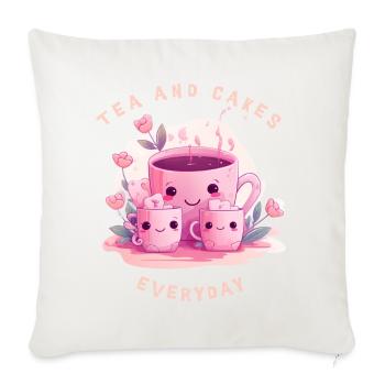 Tea and Cakes Sweet Tea T-Shirt Kawaii Gift - Sofa pillowcase 17,3'' x 17,3'' (45 x 45 cm) - natural white - Front