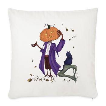 Citrouille fringante en manteau violet - Housse de coussin décorative 45 x 45 cm - blanc nature - Devant
