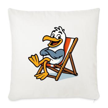 Lounge-Seemöwe am Strand - Sofakissenbezug 45 x 45 cm - Naturweiß  - Vorne