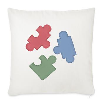 Groupe de trois casse-tête des couleurs du puzzle - Housse de coussin décorative 45 x 45 cm - blanc nature - Devant