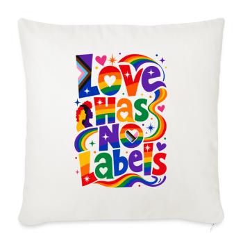 Love Has No Labels Spruch für Schwule & Lesben - Sofakissenbezug 45 x 45 cm - Naturweiß  - Vorne