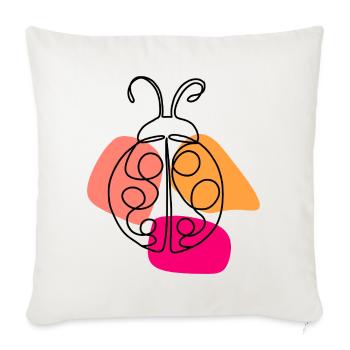 Handgezeichneter One Line Marienkäfer - Sofakissenbezug 45 x 45 cm - Naturweiß  - Vorne