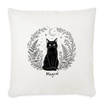 Schwarze Katze Magical Mond Mystisch Cottagecore - Sofakissenbezug 45 x 45 cm - Naturweiß  - Vorne