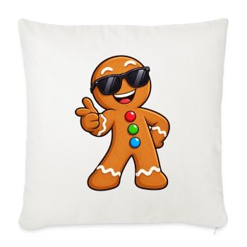 Coole Lebkuchenmann mit Sonnenbrille - Sofakissenbezug 45 x 45 cm - Naturweiß  - Vorne