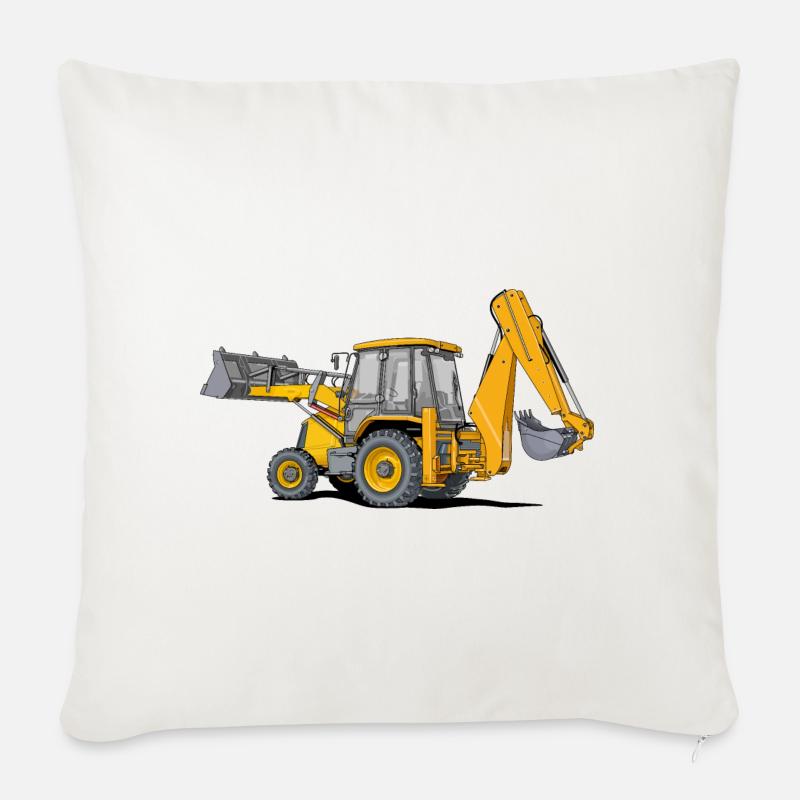 Backhoe Loader Tractor - Sofa pillowcase 17,3'' x 17,3'' (45 x 45 cm) - natural white