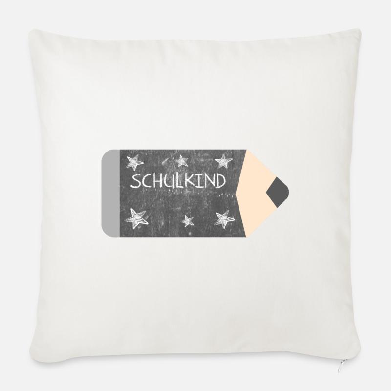 Buntstift Tafeldesign Kreide - Sterne - Schulkind - Sofakissenbezug 45 x 45 cm - Naturweiß 