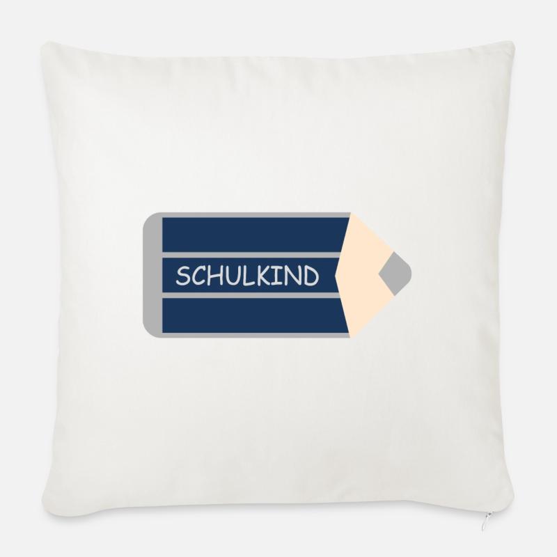 Buntstift dunkelblau grau - Schulkind - Sofakissenbezug 45 x 45 cm - Naturweiß 