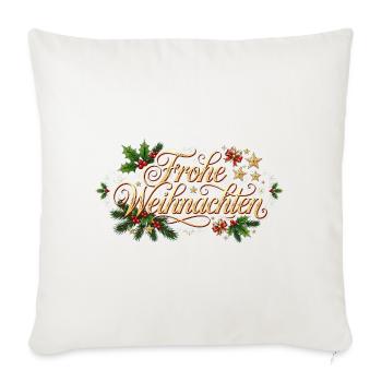Frohe Weihnachten - Goldener Schriftzug - Sofakissenbezug 45 x 45 cm - Naturweiß  - Vorne